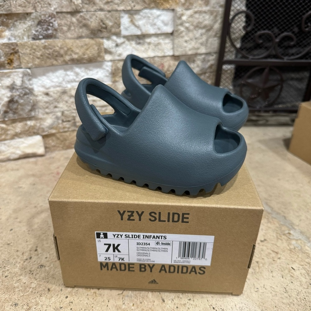 ADIDAS YEEZY SLIDE SLATE MARINE INFANTS ID2354 SIZE 7K "NEW IN BOX"